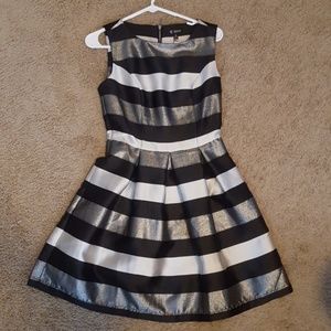 Black & Silver Shimmer Striped Dress